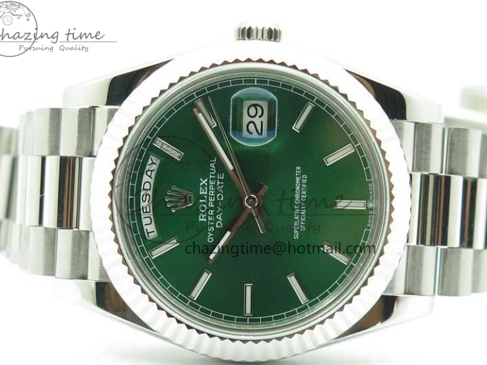 on SS SS Dial Day-Date Dial Green 904 New Markers Bracelet A2836 228239 Version BP 40mm President Stick 0313